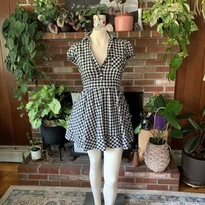 Adorable gingham mini prairie dress